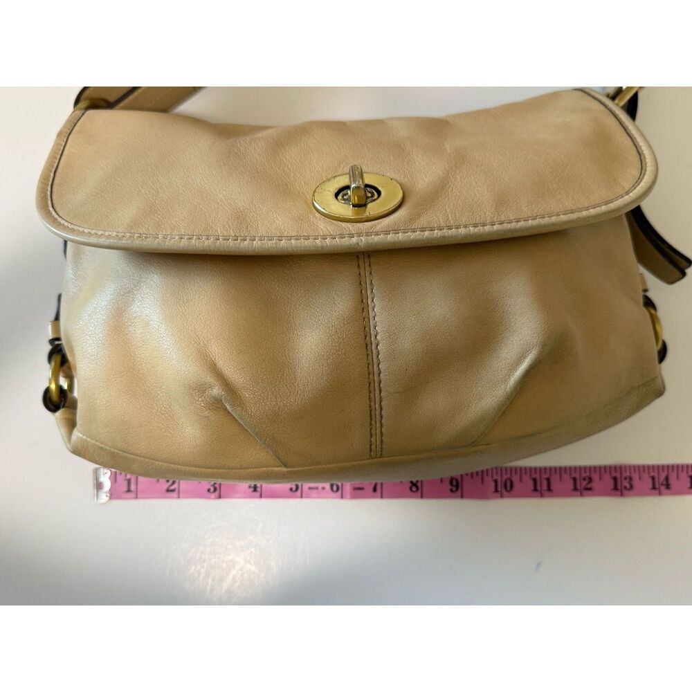 Coach Leather Turnlock Flap Shoulder Bag Ivory Cream Y2K Crossbody Purse Z23987 - Picture 11 of 16